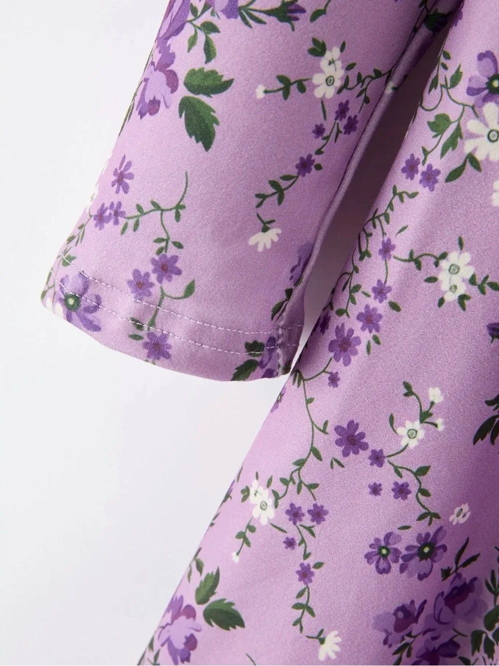 Rylee Faith Fall Lavender Floral Print Girls Long Sleeve Twirl Sleeve